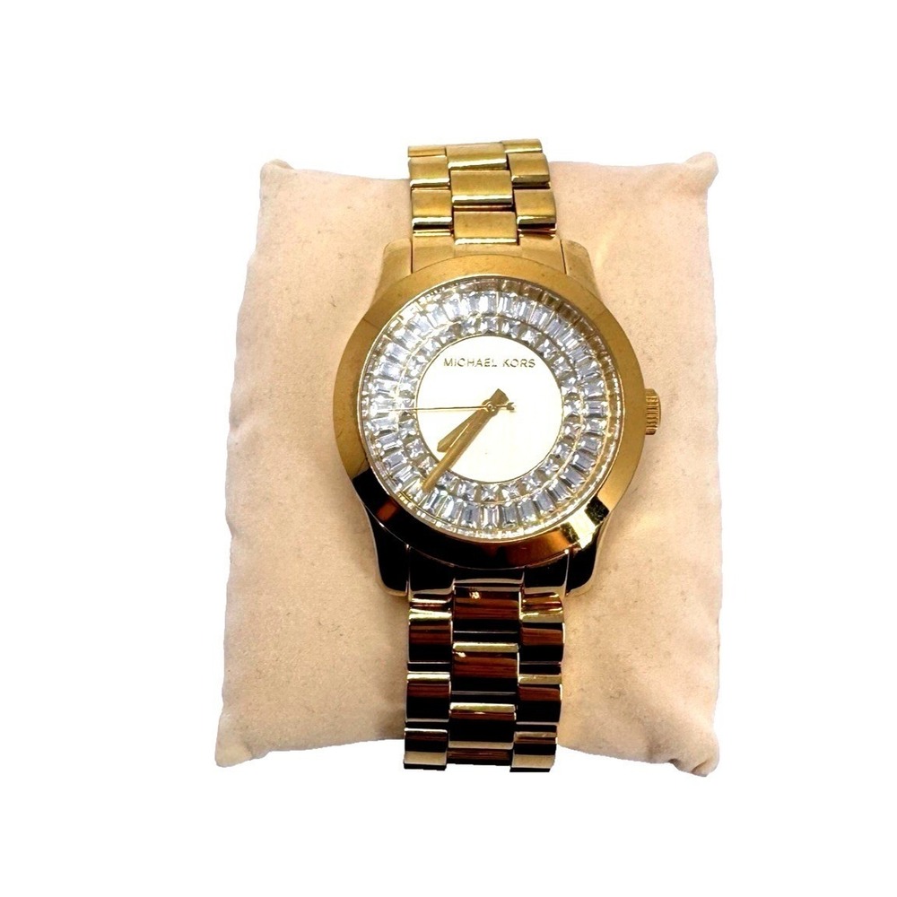 Michael Kors Gold‎ Tone Crystal Bezel Quartz Watch Stainless Steel Bracelet